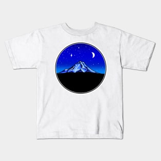 Mt. Hood Moonlight Night Sky Kids T-Shirt